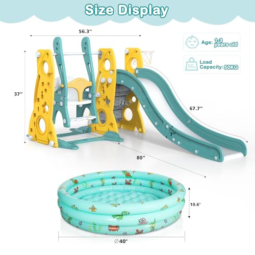 Hapsor 4-in-1 Toddler Slide and Swing Set