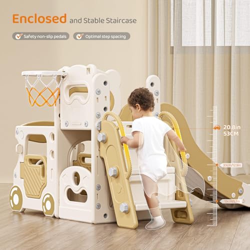 5-in-1 Indoor Toddler Slide Playset with Climber