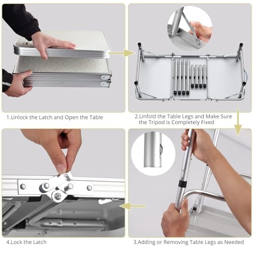 Portable Folding Picnic Table with Adjustable Heights