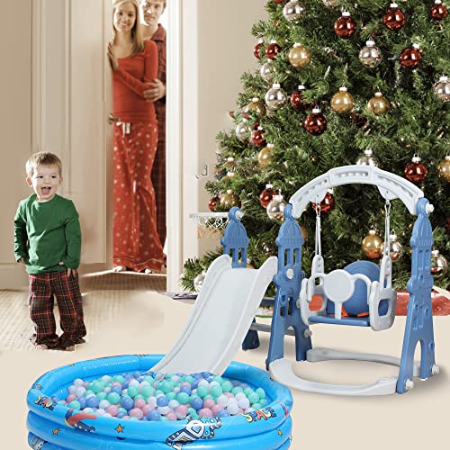 5-in-1 Toddler Playhouse Slide and Swing Set