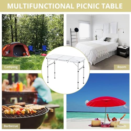 Portable Folding Picnic Table with Adjustable Heights