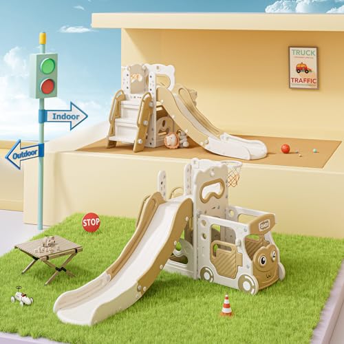 5-in-1 Indoor Toddler Slide Playset with Climber