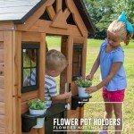 Wooden Kids Playhouse with Outdoor Kitchen Accessories