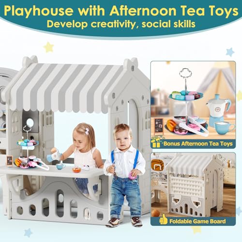 BIERUM 10-in-1 Toddler Slide & Playhouse Set