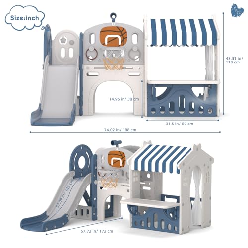 10-in-1 Toddler Slide and Playhouse Set