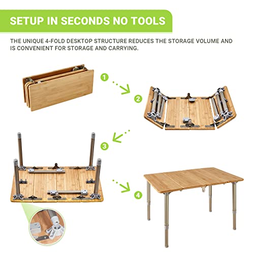 ATEPA Folding Bamboo Snack Table for Kids