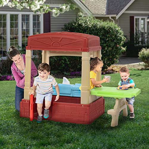 Sunny Day Cottage Playhouse with Kitchenette and Picnic Table