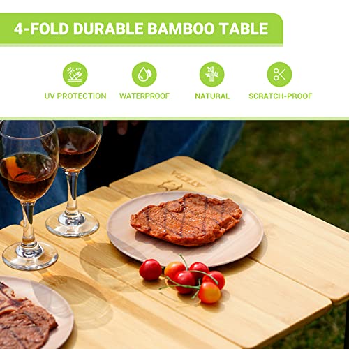 ATEPA Folding Bamboo Snack Table for Kids