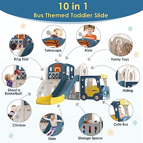 10-in-1 Toddler Slide and Playhouse Set