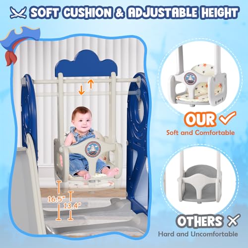 Pirate Ship 5-in-1 Toddler Slide and Swing Set