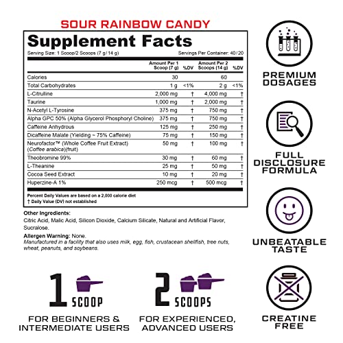 Prevail Pre-Workout Powder with Nootropics - Sour Candy