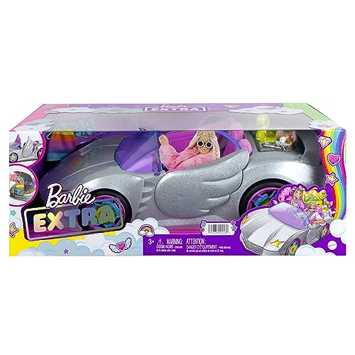 Sparkly Silver Barbie Extra Car with Fashion Accessories