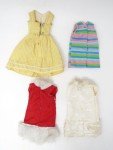 Vintage Barbie 1950s 1960s Handmade Dresses Lot of 4 Faux Fur, Gingham, Mini Mod