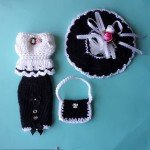 Black & White Barbie Dress Outfit Clothes Handmade Crocheted 1950's 1960's Style