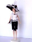 Black & White Barbie Dress Outfit Clothes Handmade Crocheted 1950's 1960's Style
