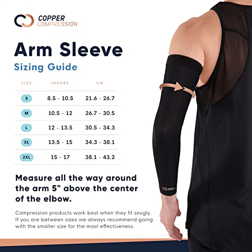 Black Copper Compression Full Arm Sleeve for Fitness