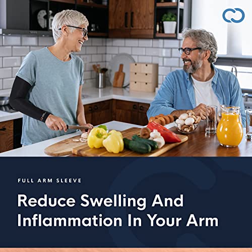 Black Copper Compression Full Arm Sleeve for Fitness