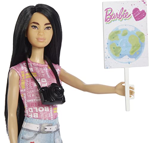 Barbie Eco-Leadership Team 4 Doll Set, Recycled Plastic (Except Head & Hair), Recycled Clothes Fabric, Accessories, Great Gift for Ages 3 Years Old & Up
