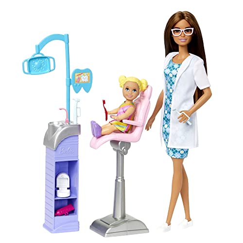 Barbie Careers Dentist Doll and Playset with Accessories, Medical Doctor Set, Barbie Toys,White