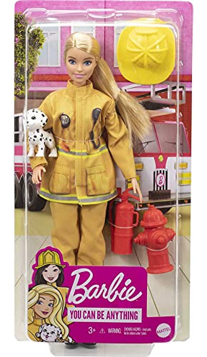 Barbie Careers Doll & Playset, Firefighter Playset with Blonde Fashion Doll, 1 Puppy Figure, Furniture & Accessories (Amazon Exclusive)