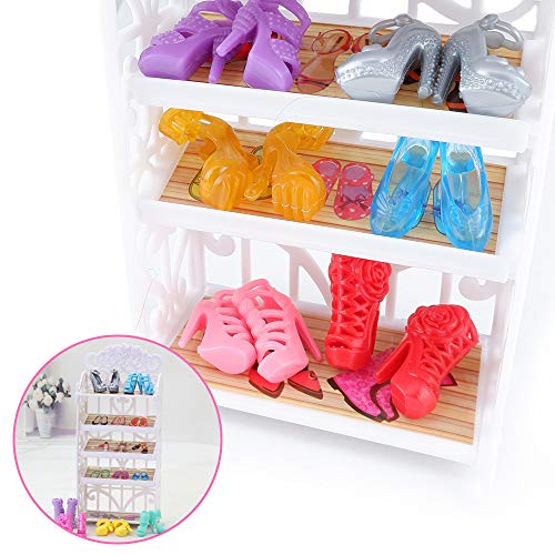 Barbie Doll Shoe Rack & 20 Pairs Accessory Set