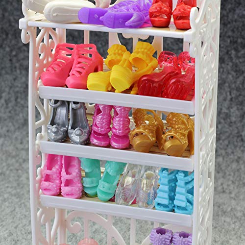 50 Pairs Assorted Barbie Doll Shoes: High Heels, Boots, Flats