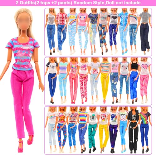 10 Sets Barbie Doll Clothes: Sequins, Floral, Casual