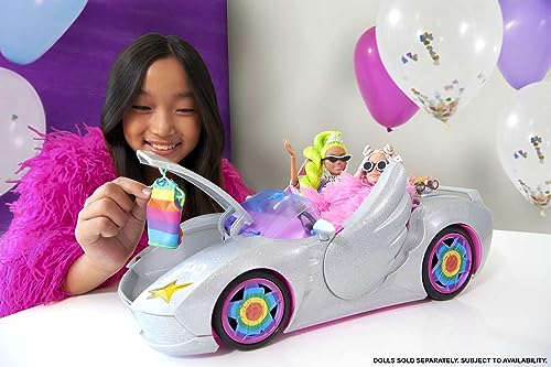 Sparkly Silver Barbie Extra Car with Fashion Accessories