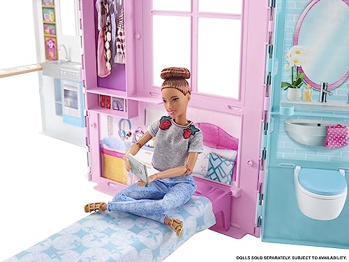 Barbie Portable Playset with Accessories: Kitchen, Bedroom, Bathroom