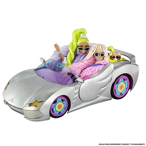 Sparkly Silver Barbie Extra Car with Fashion Accessories