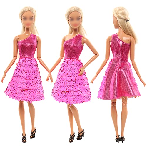 10 Sets Barbie Doll Clothes: Sequins, Floral, Casual