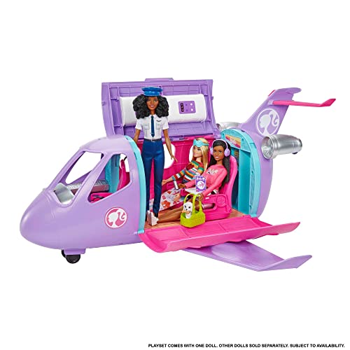 Barbie Airplane Adventures Playset Pilot Doll & 15+ Travel Accessories Including Pet Puppy, Toy for 3 Kids Ages 3 Years Old and Up, HCD49