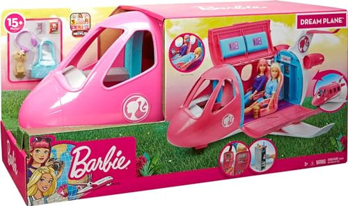 Barbie Airplane Playset, Dreamplane with 15+ Accessories Including Puppy, Snack Cart, Reclining Seats and More (Amazon Exclusive)