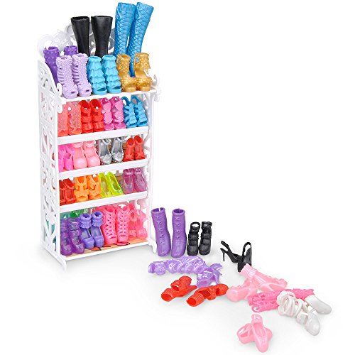 Barbie Doll Shoe Rack & 20 Pairs Accessory Set