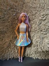 Barbie Pop Star Fashion Doll with Pink Hair & Brown Eyes, Iridescent Skirt & Microphone Accessory