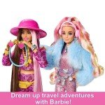 Barbie Extra Fly Doll with Snow-Themed Travel Clothes & Accessories, Sparkly Pink Jumpsuit & Faux Fur Coat For 3Y+