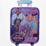 Barbie Extra Fly Doll with Snow-Themed Travel Clothes & Accessories, Sparkly Pink Jumpsuit & Faux Fur Coat For 3Y+