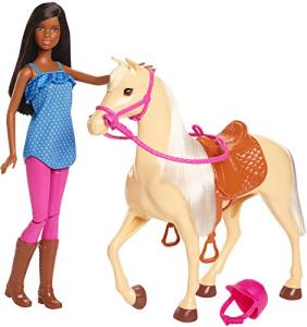Brunette Barbie Doll Set with Horse