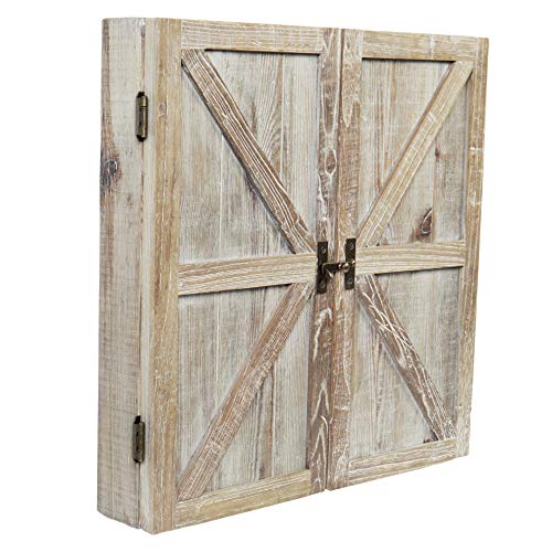 Barnwood Dartboard Cabinet with Wheat Finish Doors