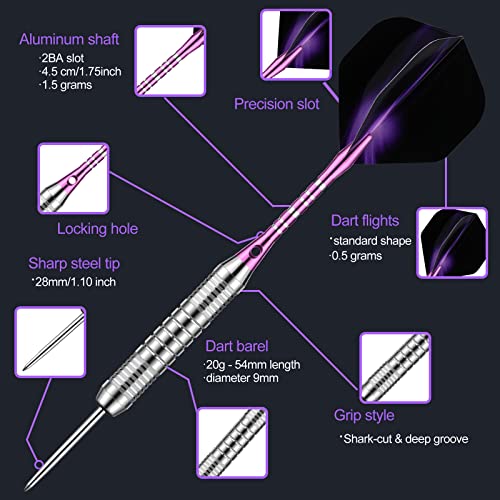 12 Pack Steel Tip Darts Set with Accessories