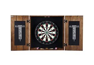 Hathaway Drifter Rustic Oak Dartboard and Cabinet Set