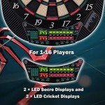 Electronic Dart Board - Dart Board Electronic Scoreboard for 16 Players - 6 Darts Plastic Tips 50 Soft Tips LED Display Power Adapter Throw Line