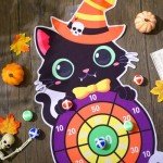 Halloween Cat Dart Board with 12 Sticky Balls