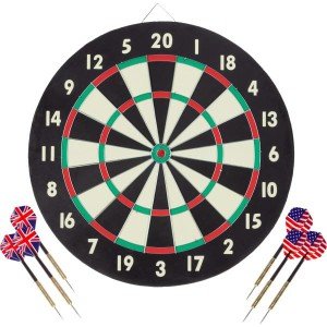 Paper Wound Dart Board with 6 Brass Darts