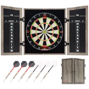 VONEZONE Dartboard Cabinet Set with Scoreboard & Darts