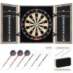 VONEZONE Dartboard Cabinet Set with Scoreboard & Darts