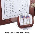 Mahogany Dartboard Cabinet with Scoreboard for Game Room