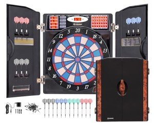 WIN.MAX LED Electronic Dart Board Set with Cabinet