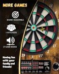 Yirinatek Electronic Dart Board, [Cricket Game Build-in] Decorative Dart Board Cabinet Set for Adults [12*Bronze Soft Tip Darts] - Wooden Electric Dartboard Cabinet for Family Game Rooms (Vintage)
