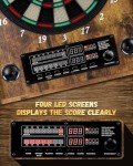 Yirinatek Electronic Dart Board, [Cricket Game Build-in] Decorative Dart Board Cabinet Set for Adults [12*Bronze Soft Tip Darts] - Wooden Electric Dartboard Cabinet for Family Game Rooms (Vintage)